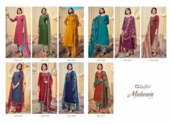 Zulfat Mahonia 2 Fancy Casual Wear Jam Cotton Designer Dress Material Collection